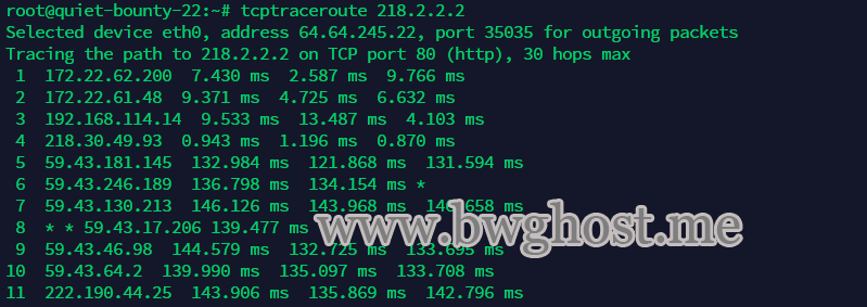 Tcptraceroute 测试 VPS 的 TCP 路由跟踪信息