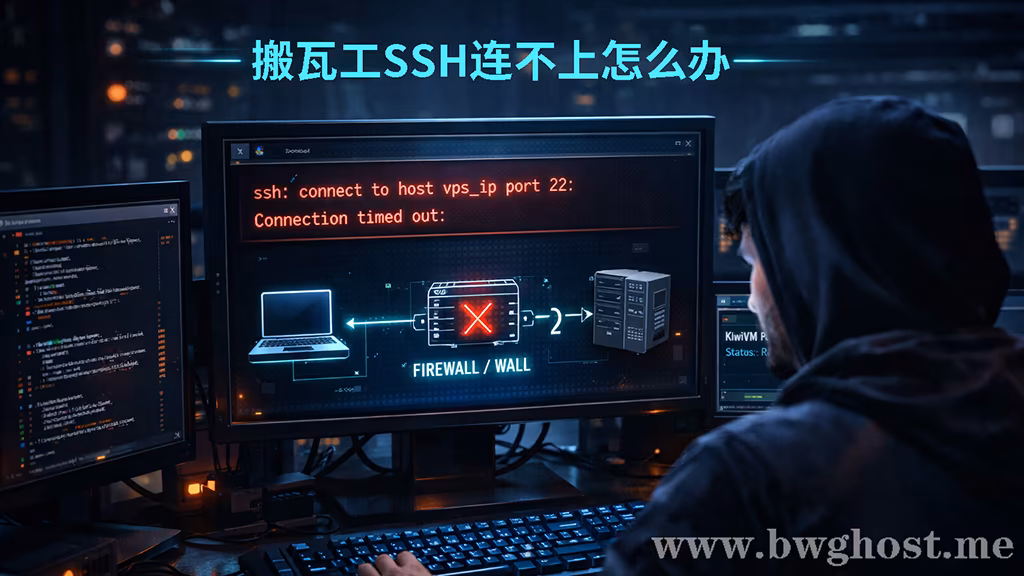 搬瓦工SSH连不上怎么办:排查搬瓦工IP被封与端口屏蔽指南